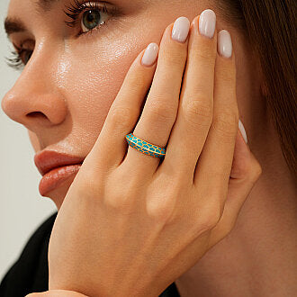 Gold Blue Enamel Ring