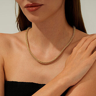 Gold Ball Bead Braided Choker Necklace