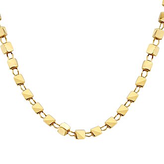 Gold Cube Box Chain Necklace