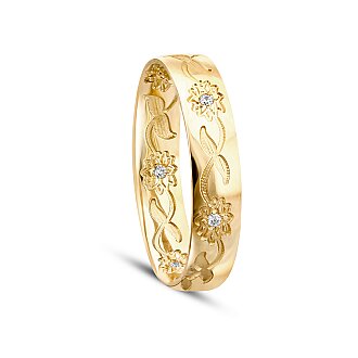 Gold Patterned Women's Wedding Band