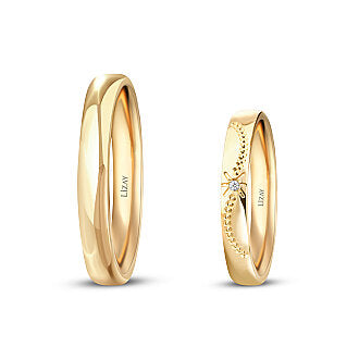 His and Hers Accented Gold Wedding Band Set