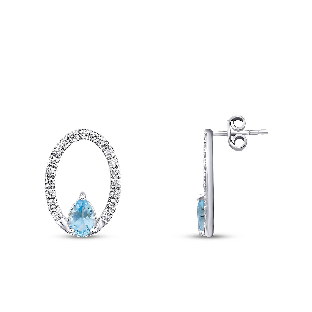 0,80 ct. Diamant-Blautopas-Ohrringe