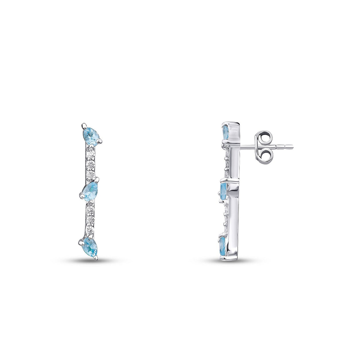 0,51 ct. Diamant-Blautopas-Ohrringe