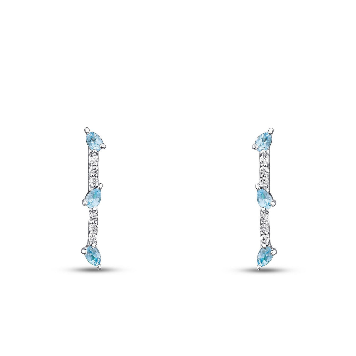0,51 ct. Diamant-Blautopas-Ohrringe