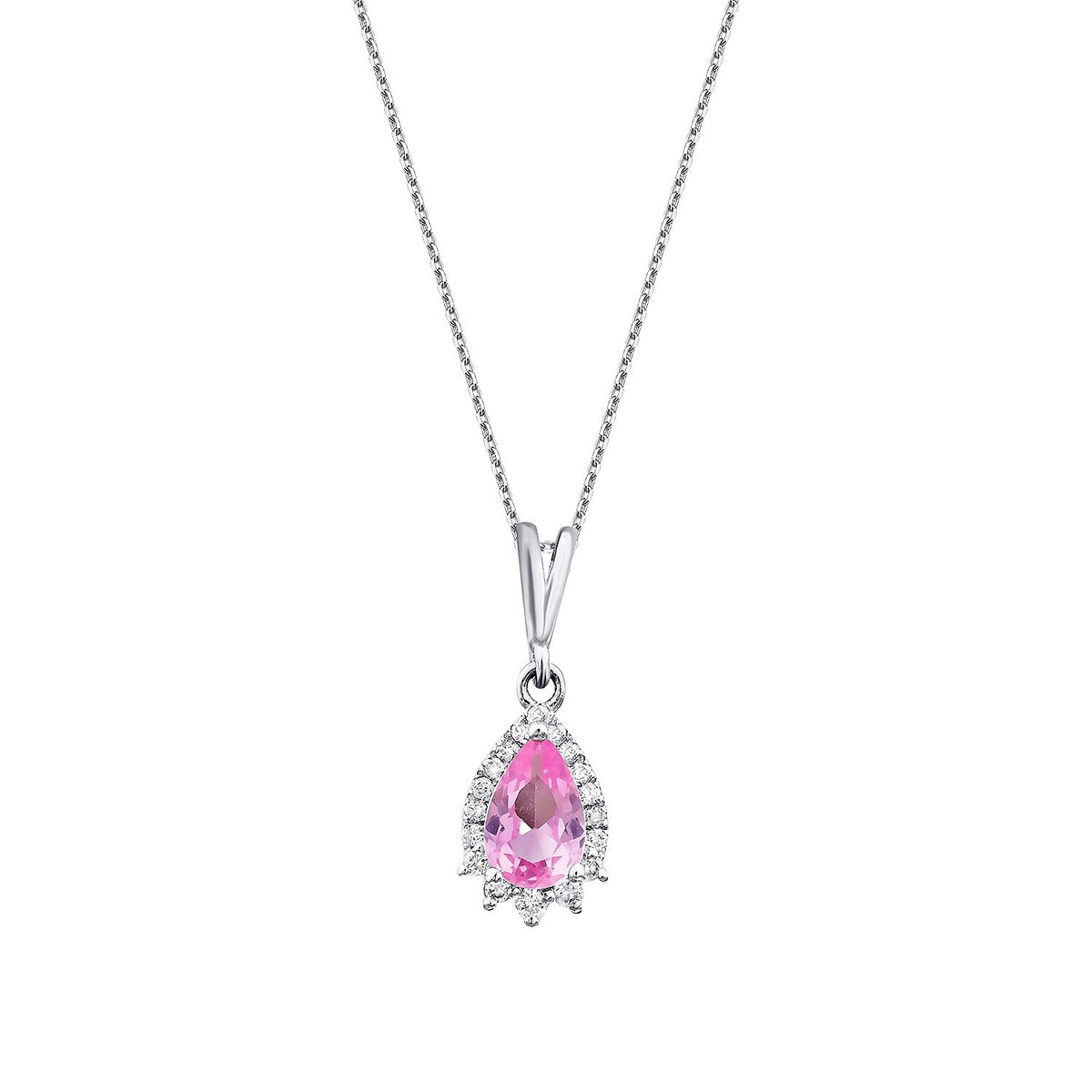 0,52 Carat Diamond Pink Sapphire Necklace