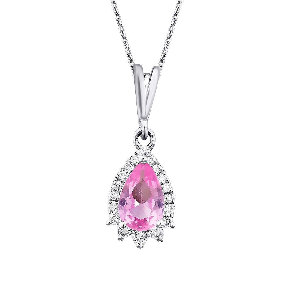 0,52 Carat Diamond Pink Sapphire Necklace