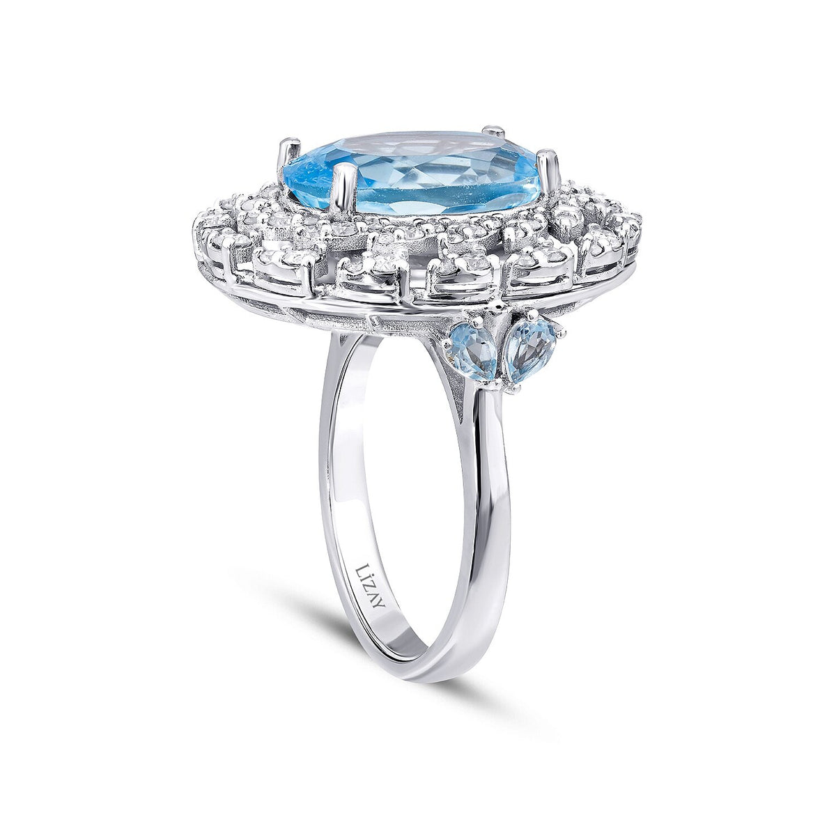 9,06 ct. Diamant-Blautopas-Ring