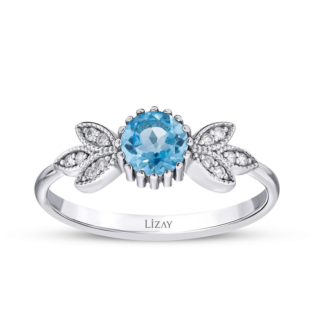 0,63 ct. Diamant-Blautopas-Ring