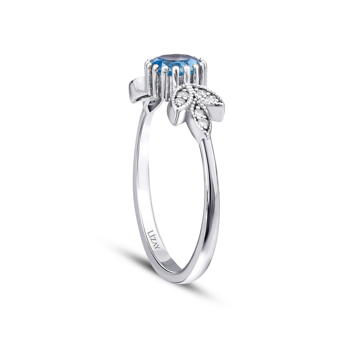 0,63 ct. Diamant-Blautopas-Ring