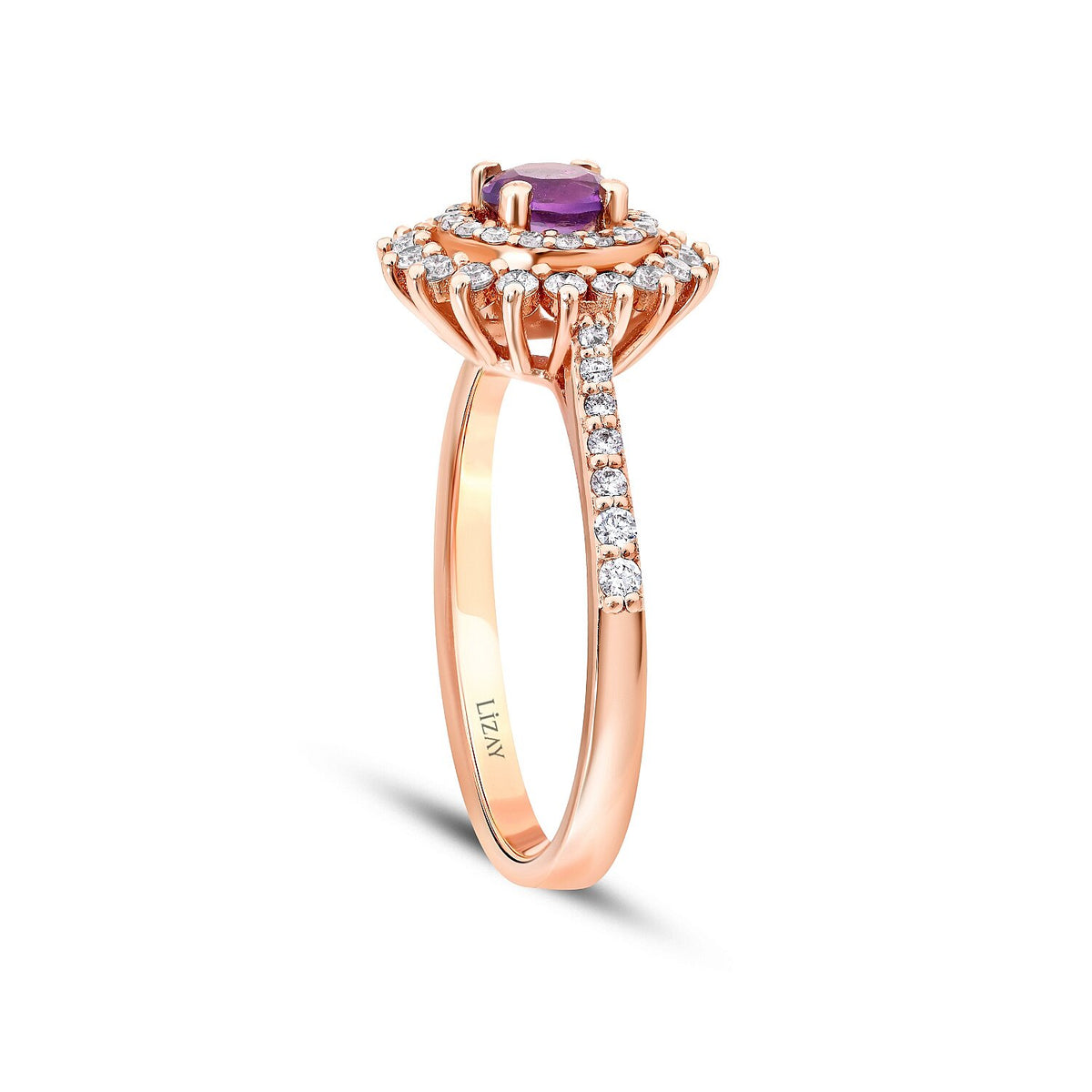 0,71 ct. Diamant-Amethyst-Ring