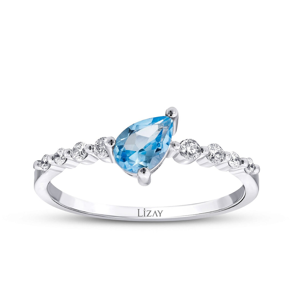 0,66 Carat Diamond Blue Topaz Ring