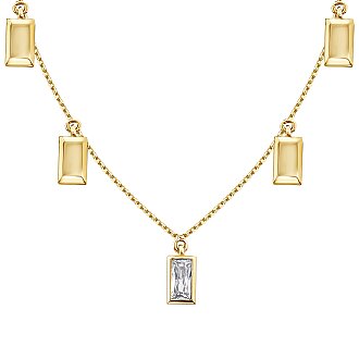 Gold Baguette Pendant with Chain Necklace