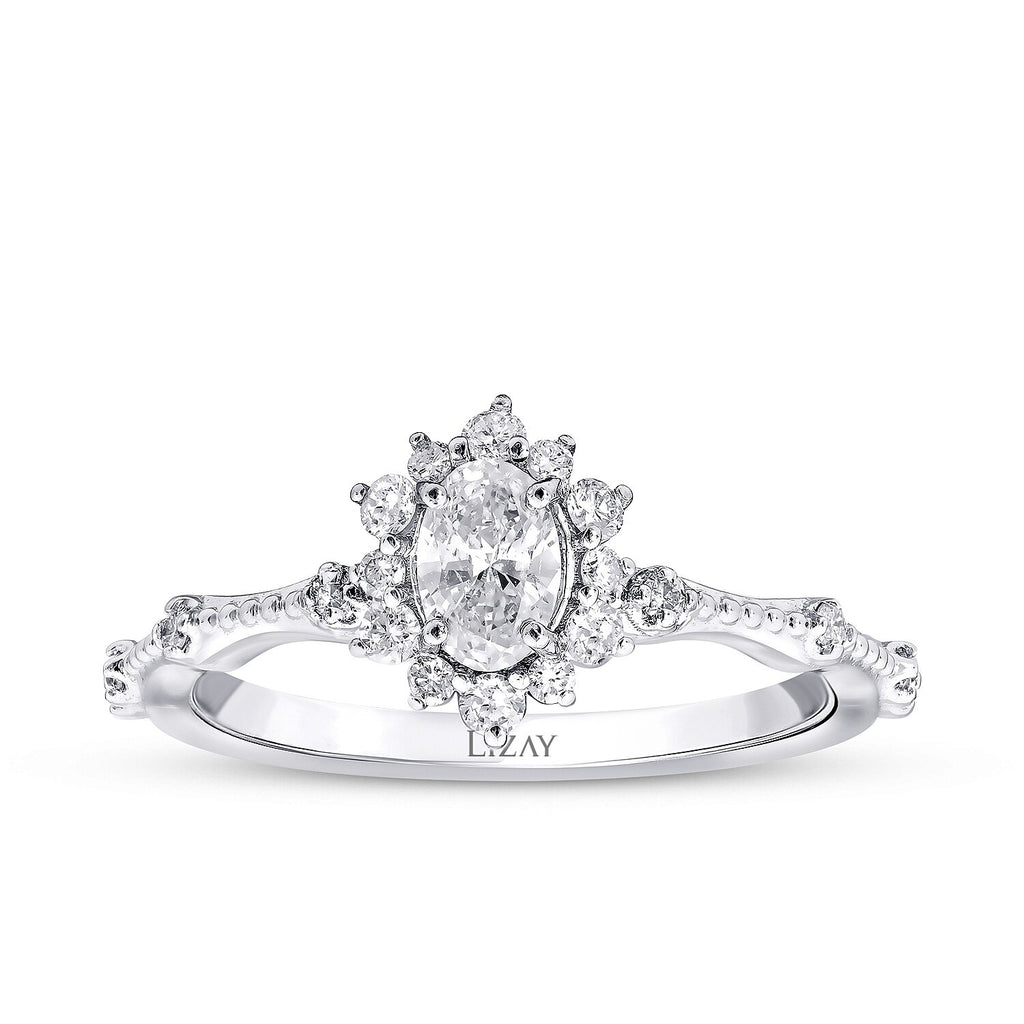 0,60 ct. Diamant-Lotus-Oval-Solitär-Verlobungsring