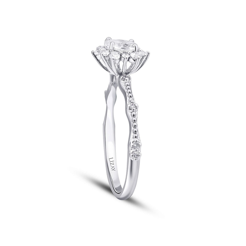 0,60 ct. Diamant-Lotus-Oval-Solitär-Verlobungsring