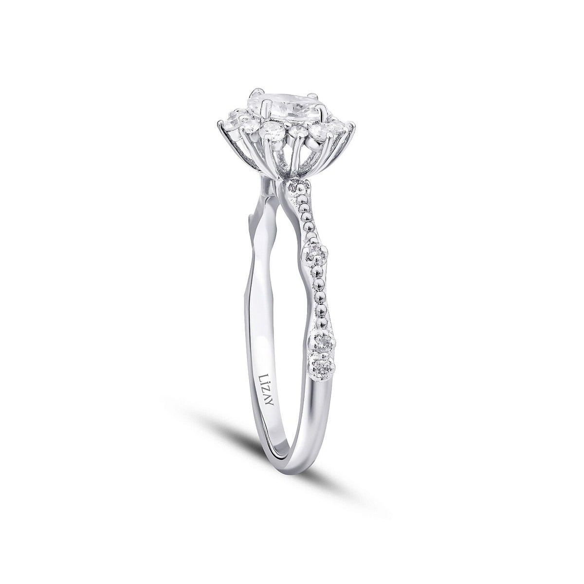 0,60 ct. Diamant-Lotus-Oval-Solitär-Verlobungsring