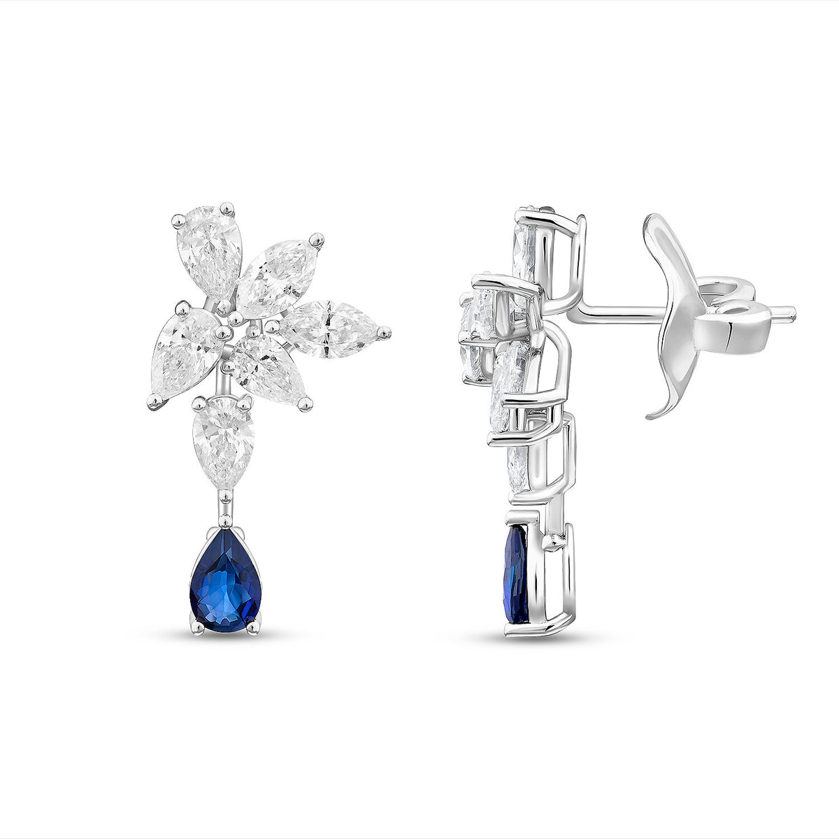 3,48 ct. Diamant-Saphir-Ohrringe