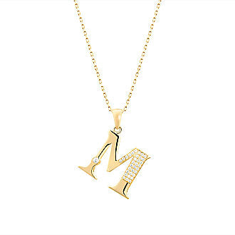 Gold Letter M Initial Pendant Necklace