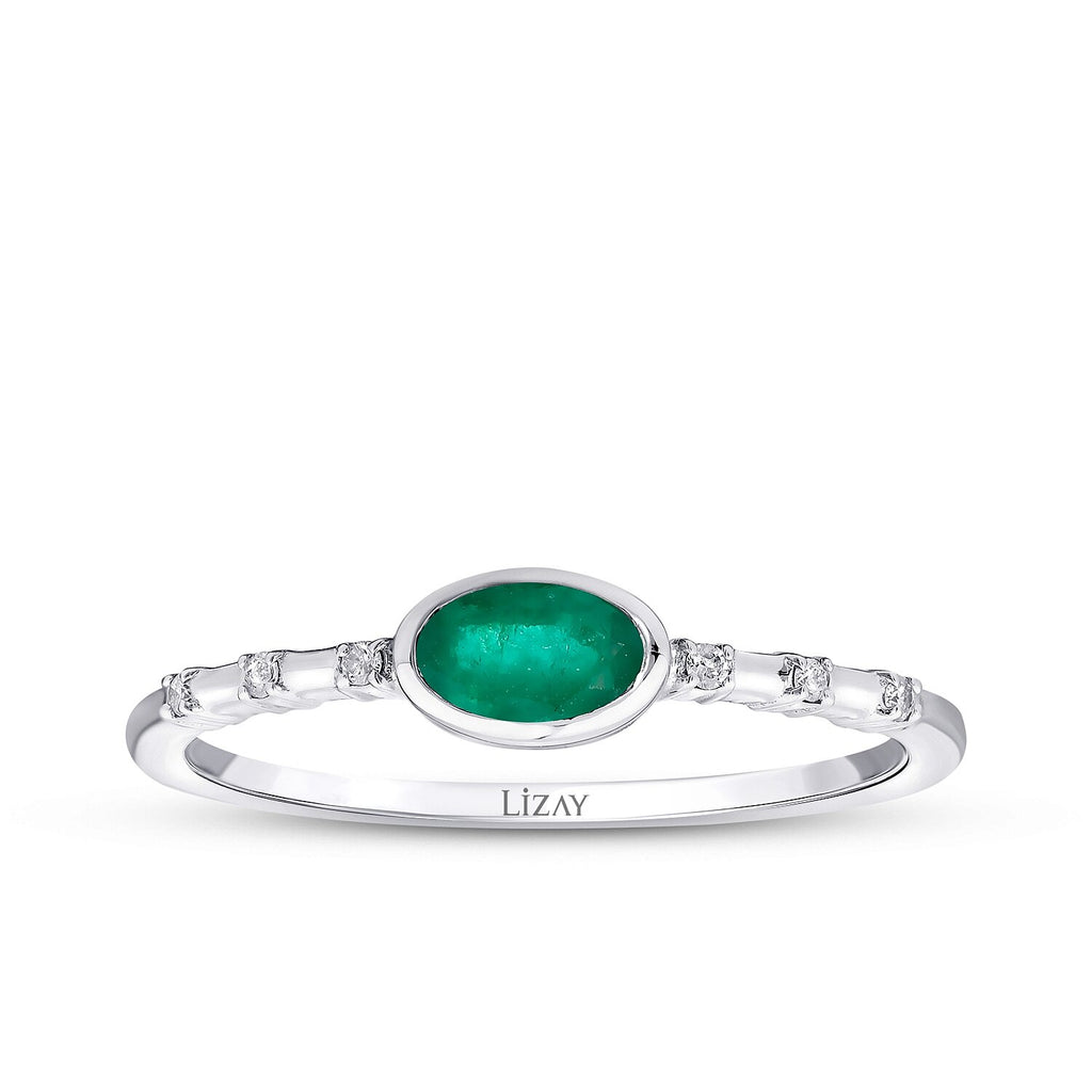 0,27 Carat Diamond Emerald Ring