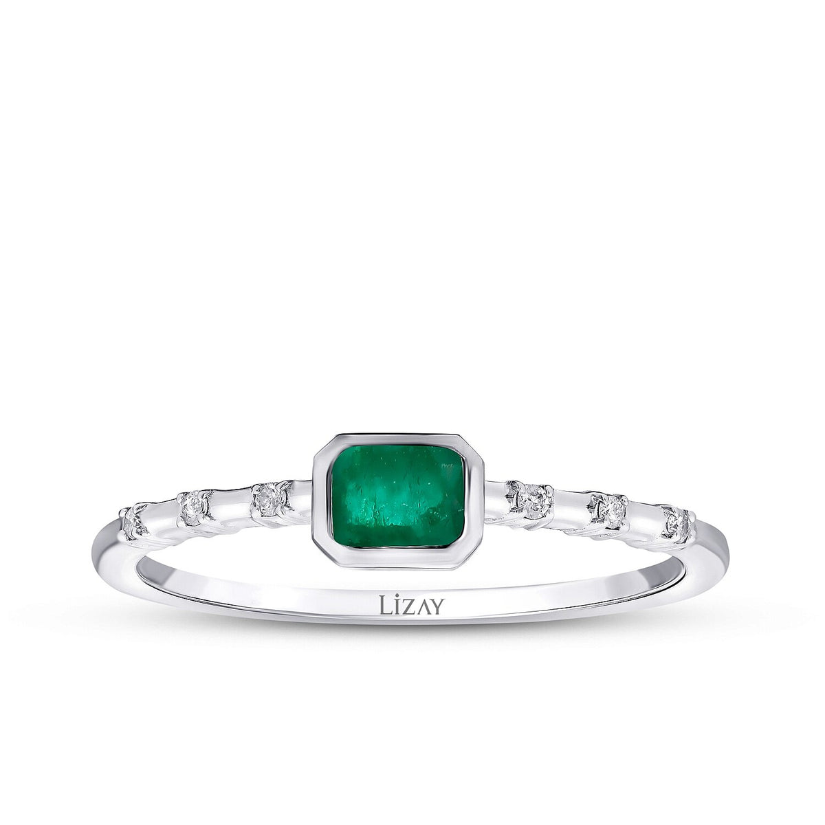 0,23 Carat Diamond Emerald Ring