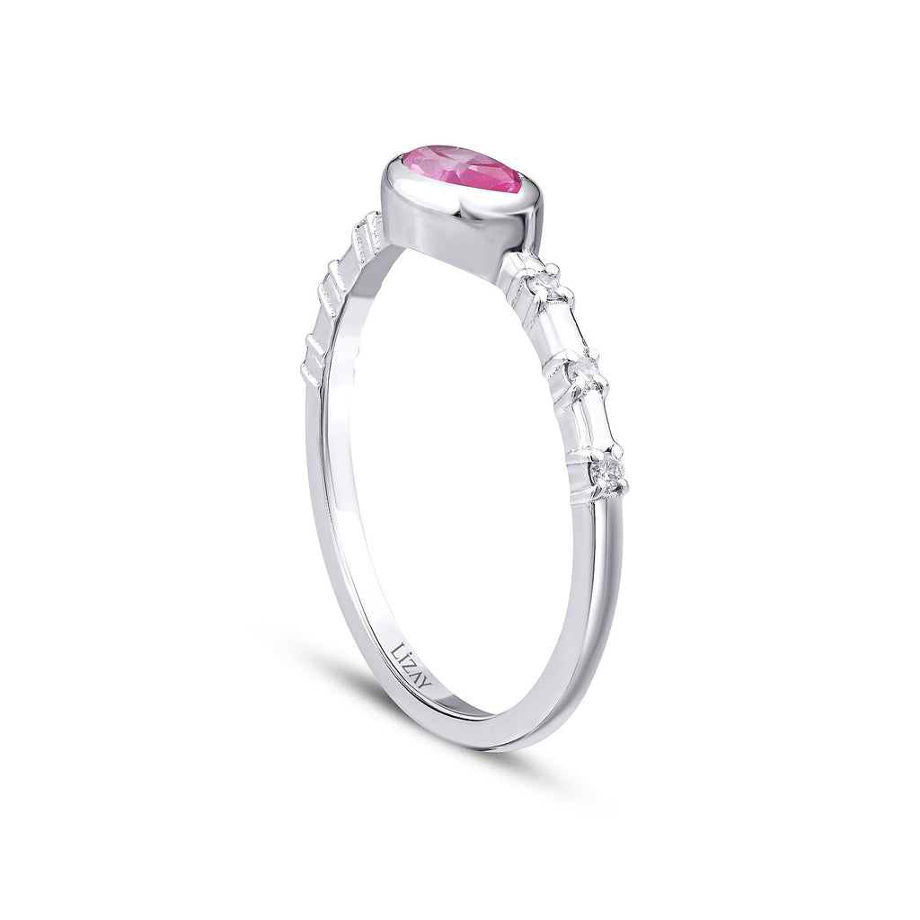 0,44 Carat Diamond Pink Sapphire Ring
