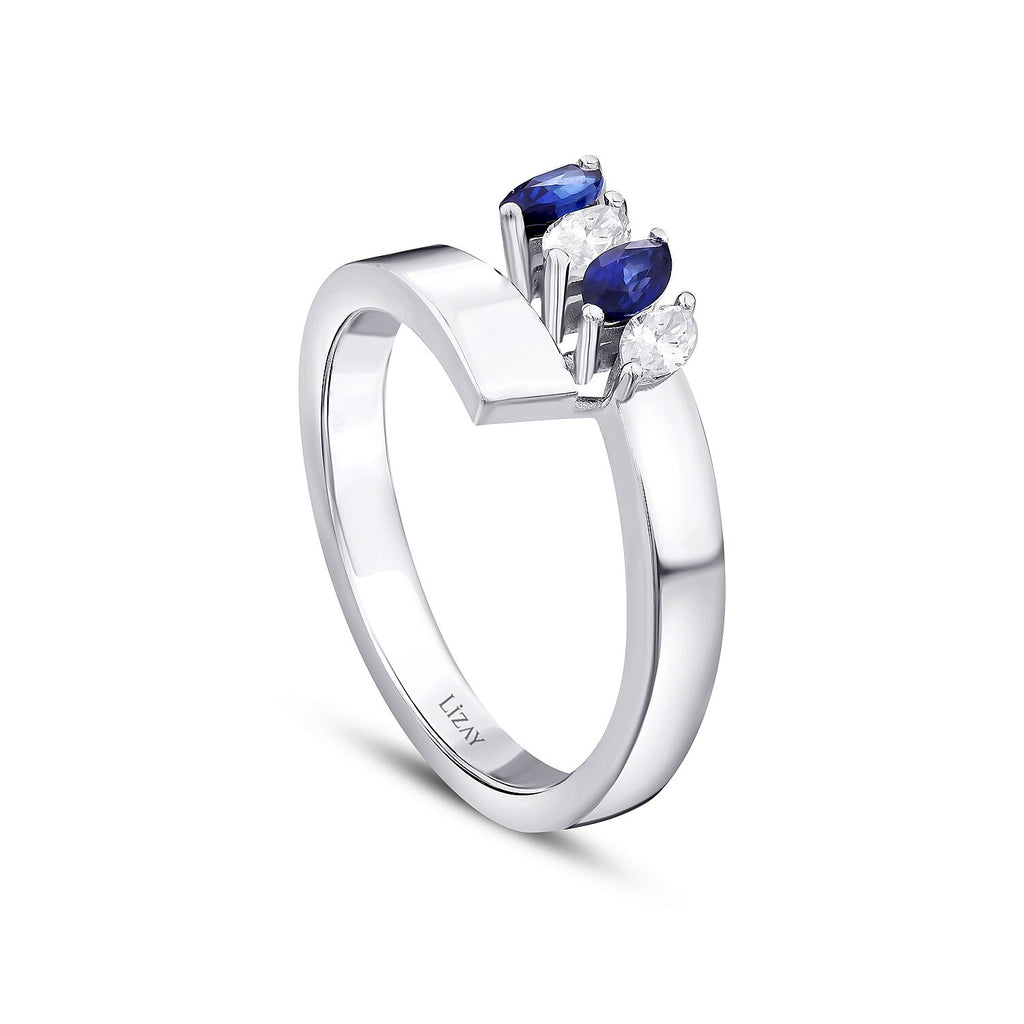 0,75 Carat Diamond Sapphire Ring