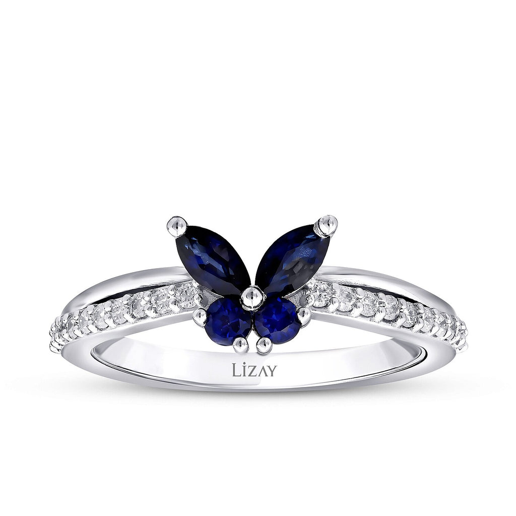 0,69 Carat Diamond Sapphire Butterfly Ring