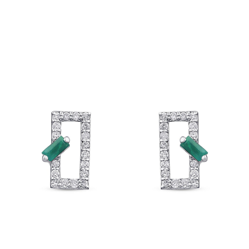 0,58 Carat Diamond Emerald Earrings