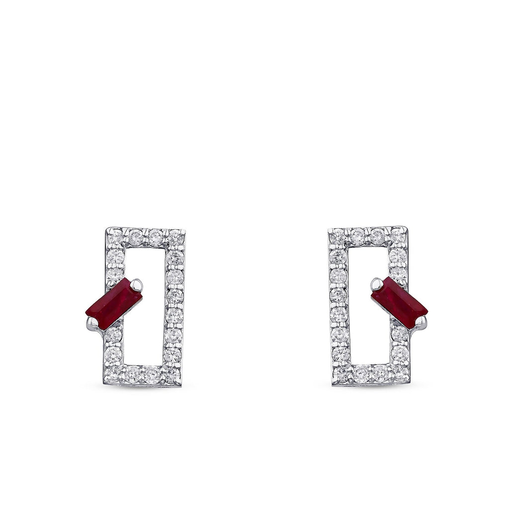 0,61 Carat Diamond Ruby Earrings