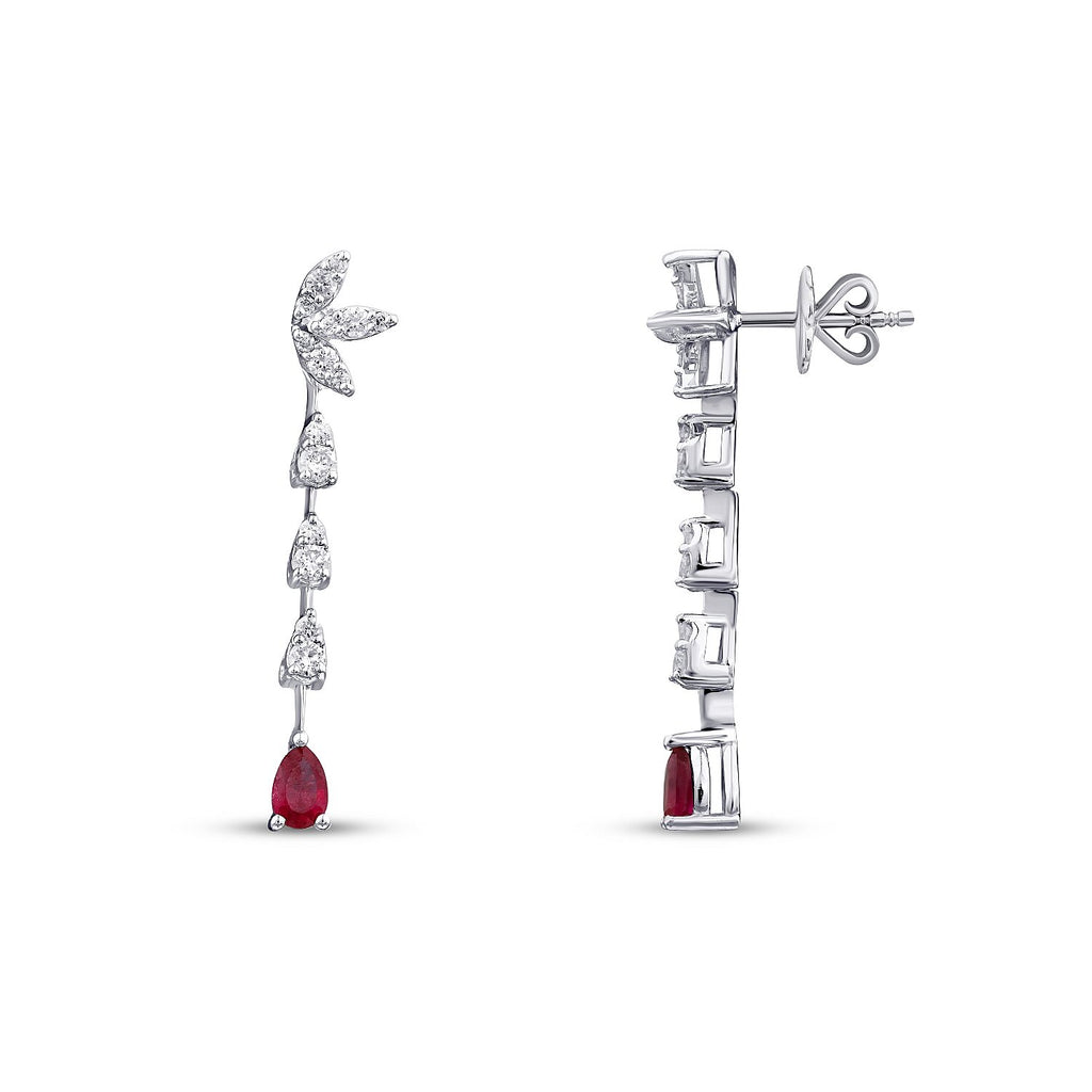 1,00 Carat Diamond Ruby Earrings