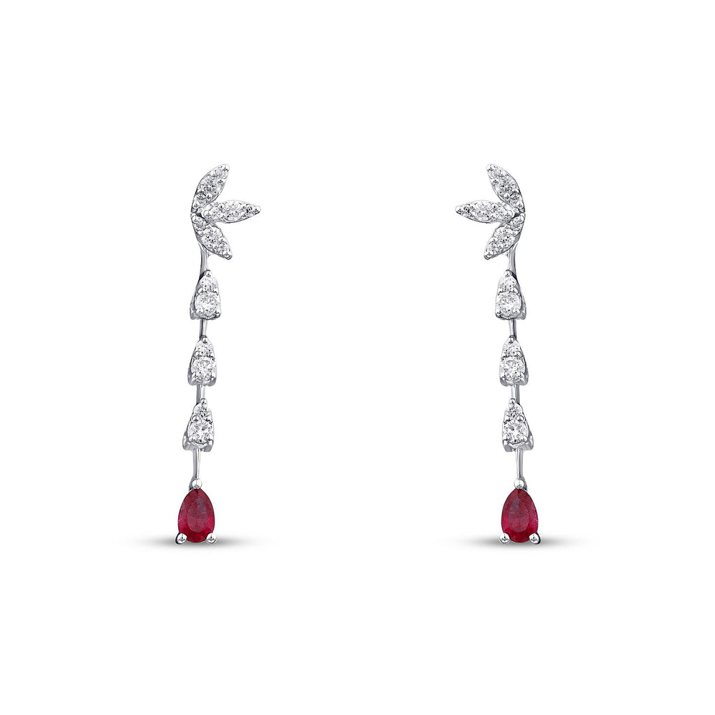 1,00 Carat Diamond Ruby Earrings