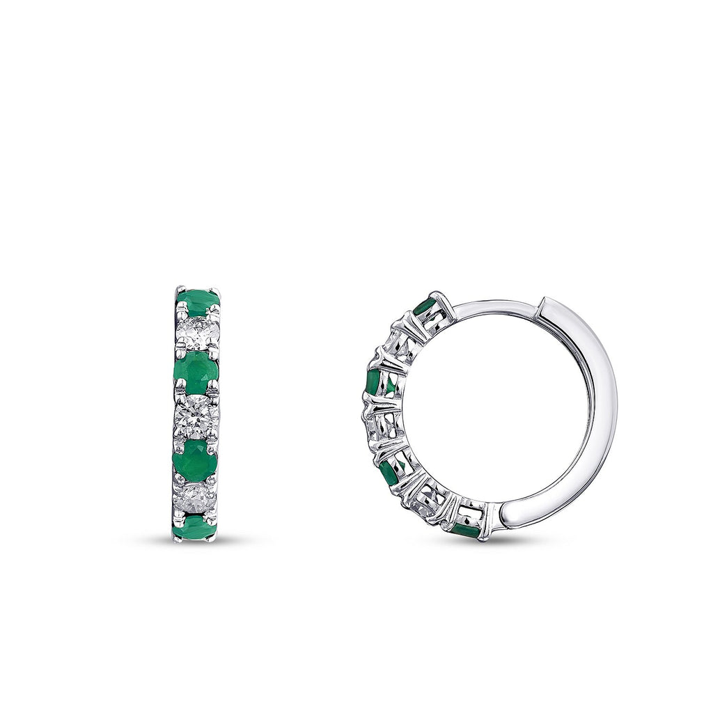 0,62 Carat Diamond Emerald Hoop Earrings