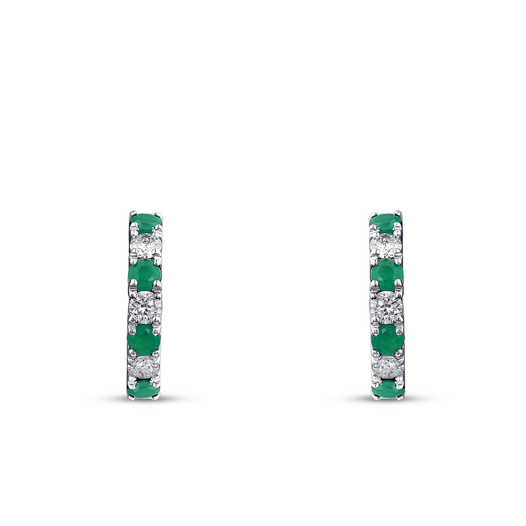 0,62 Carat Diamond Emerald Hoop Earrings