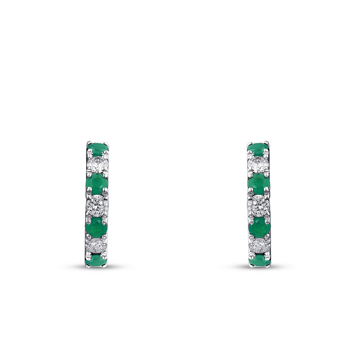 0,62 Carat Diamond Emerald Hoop Earrings