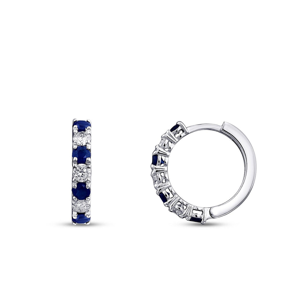 0,73 Carat Diamond Sapphire Hoop Earrings
