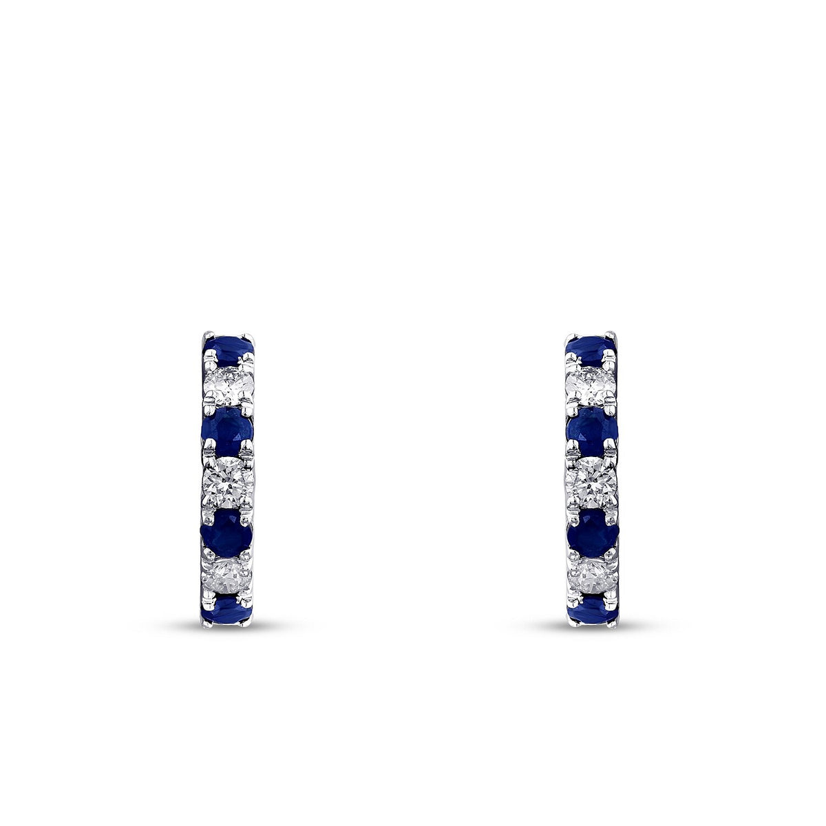 0,73 Carat Diamond Sapphire Hoop Earrings
