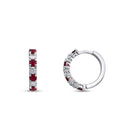 0,72 Carat Diamond Ruby Hoop Earrings