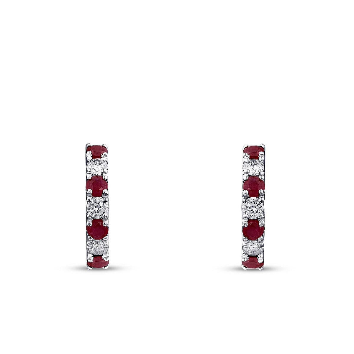 0,72 Carat Diamond Ruby Hoop Earrings