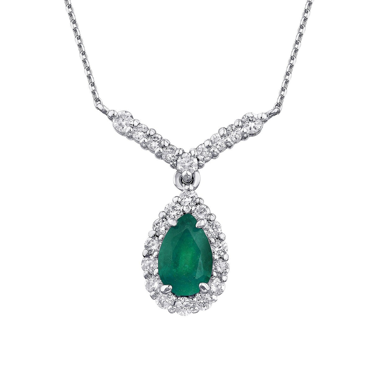 0,71 Carat Diamond Emerald Necklace