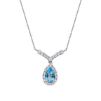 0,66 Carat Diamond Blue Topaz Necklace