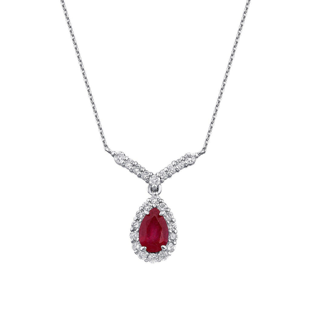 0,77 Carat Diamond Ruby Necklace