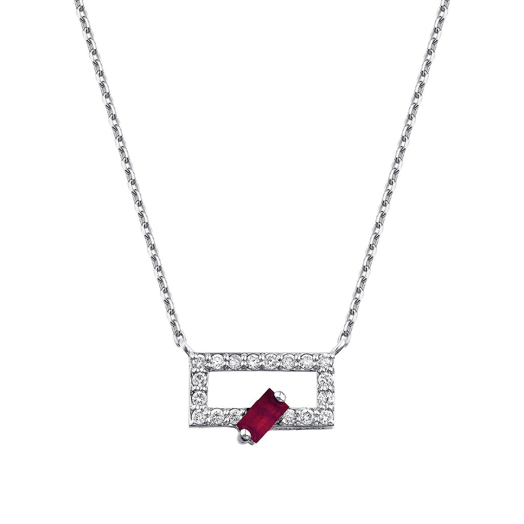 0,34 Carat Diamond Ruby Necklace