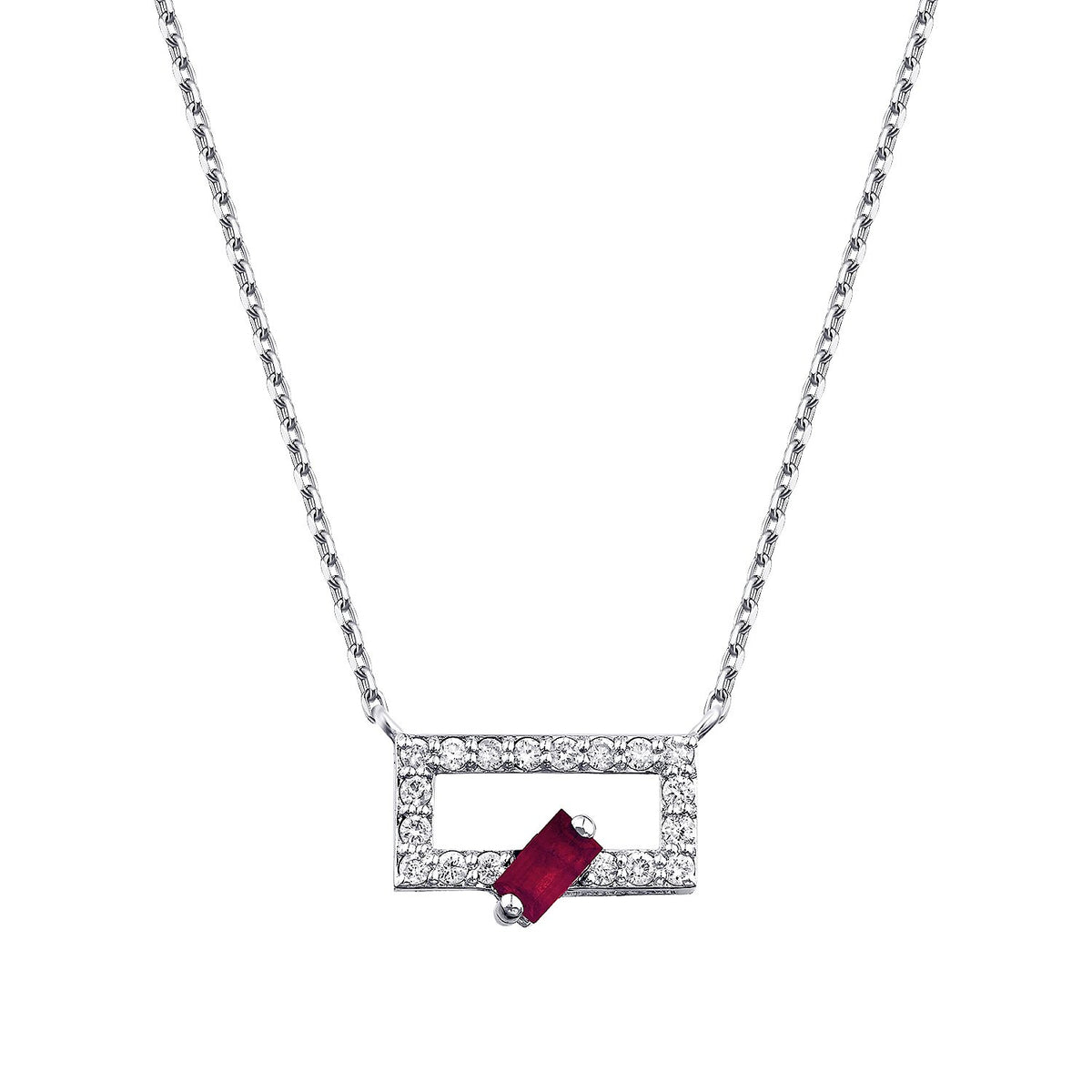 0,34 Carat Diamond Ruby Necklace