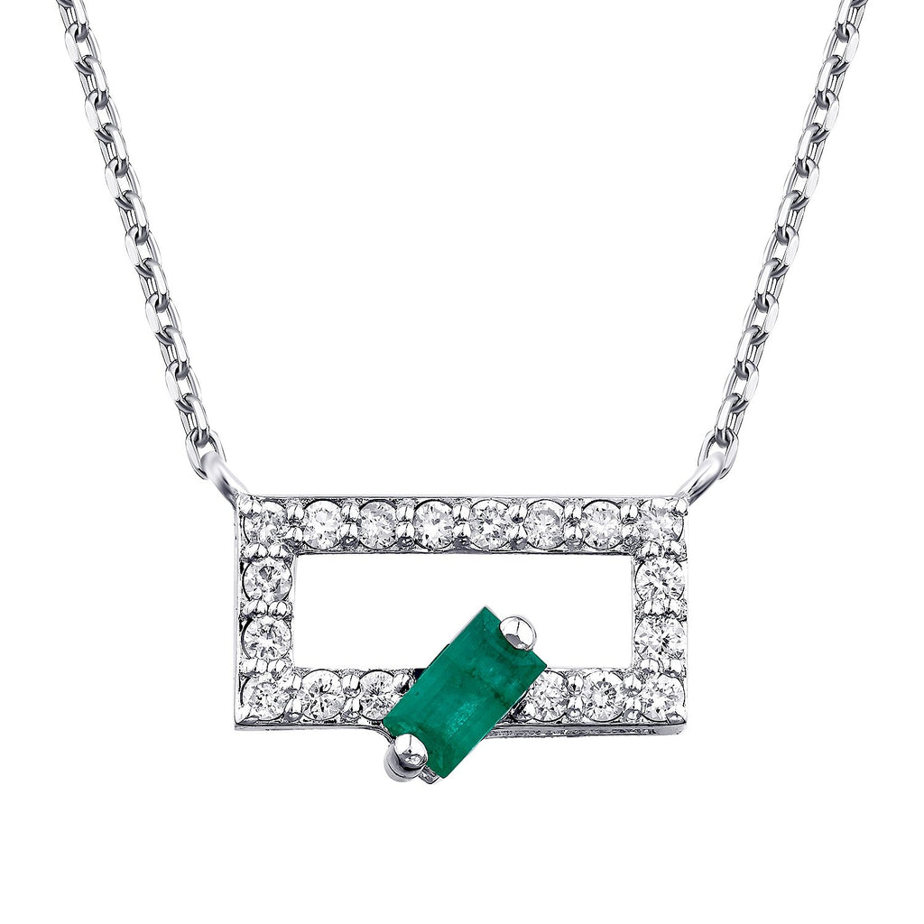 0,29 Carat Diamond Emerald Necklace