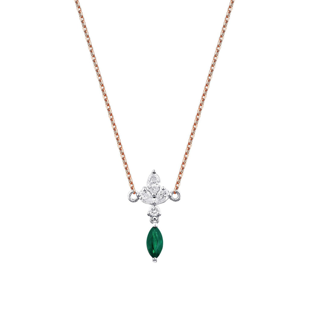 0,50 Carat Diamond Emerald Necklace