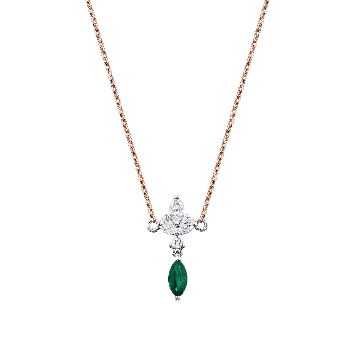 0,50 Carat Diamond Emerald Necklace