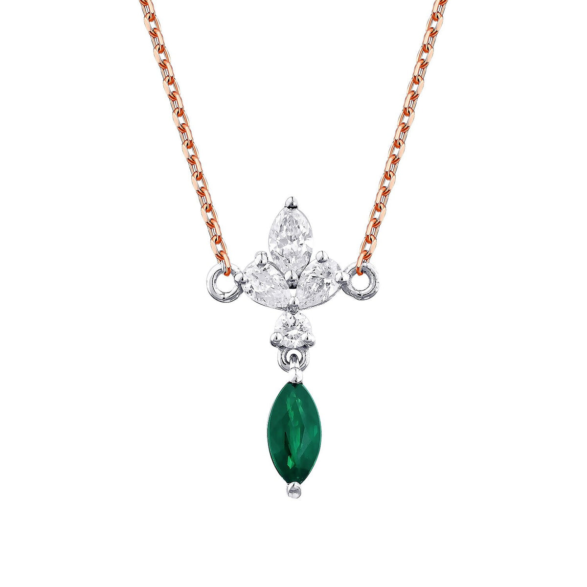 0,50 Carat Diamond Emerald Necklace