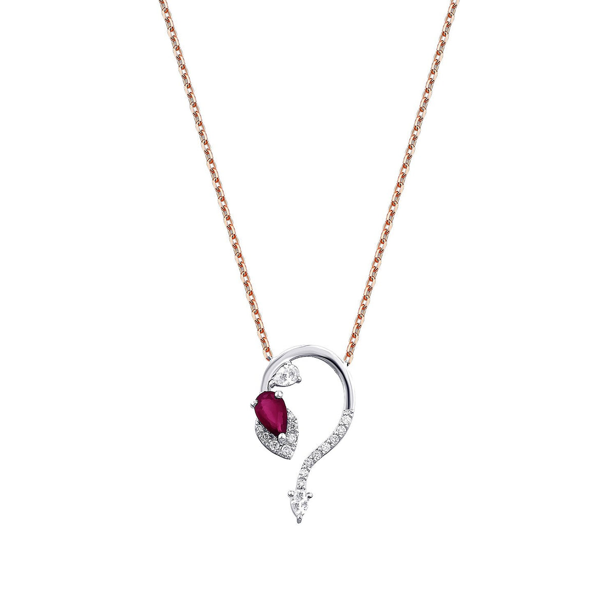 0,48 Carat Diamond Ruby Necklace
