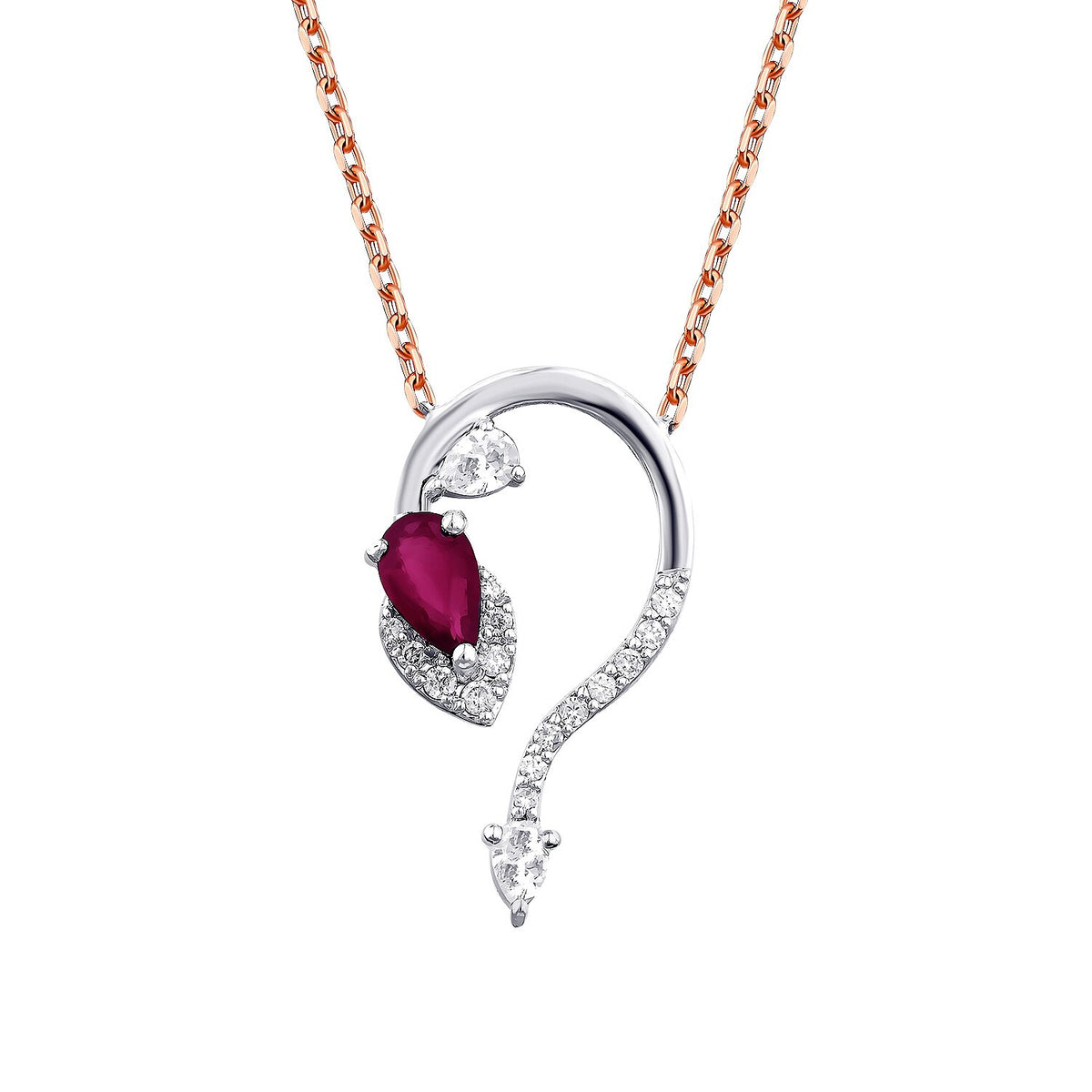 0,48 Carat Diamond Ruby Necklace