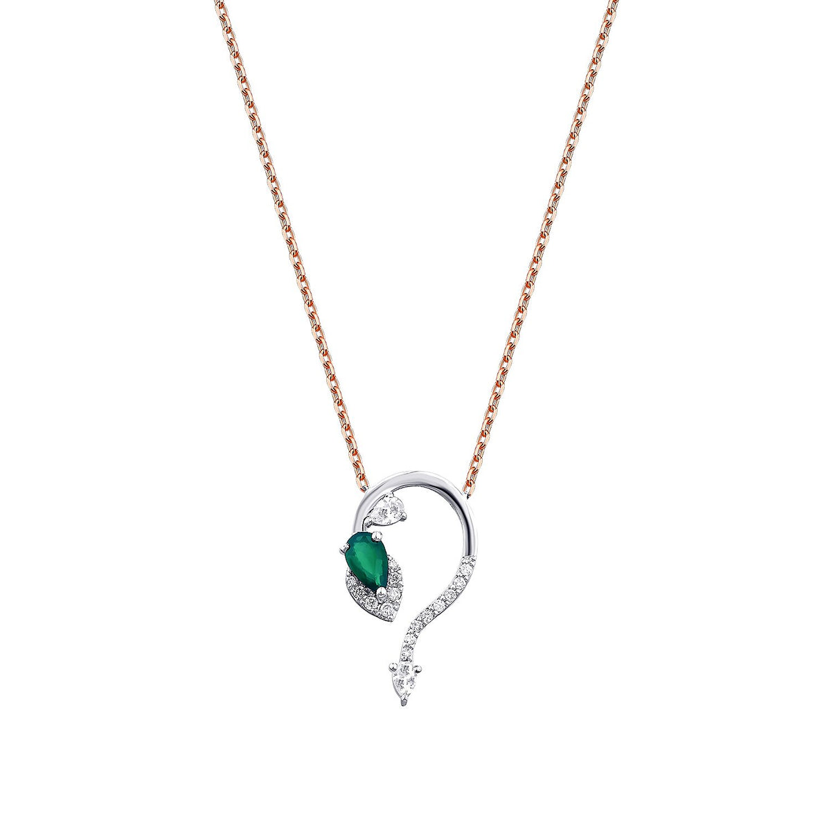 0,41 Carat Diamond Emerald Necklace