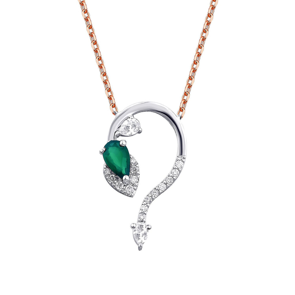 0,41 Carat Diamond Emerald Necklace